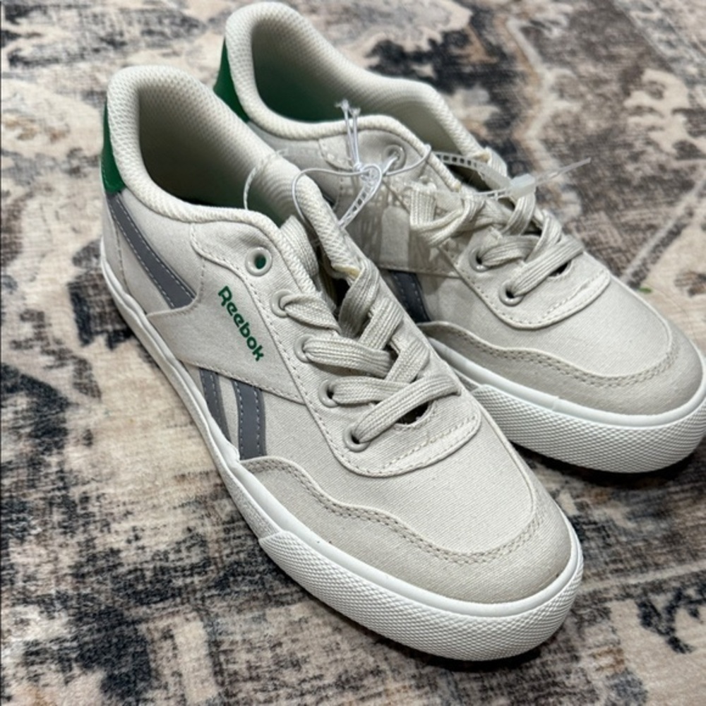 Reebok Kids Sneakers - Cream and Gray with Green Accents